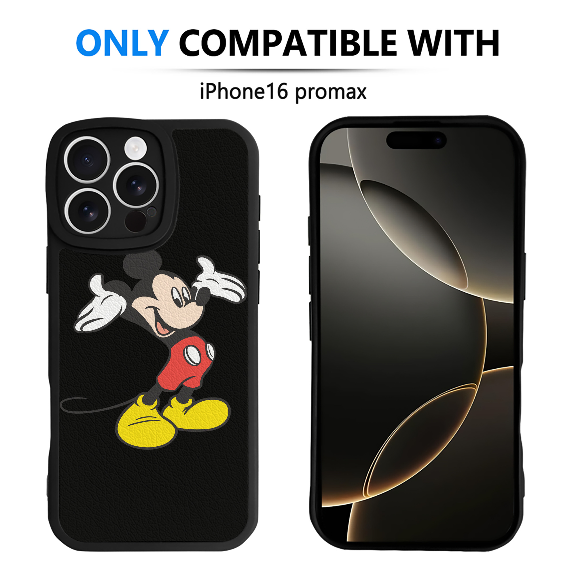 （画像用） ミッキーマウス Mickey Mouse 【iPhone 16シリーズ対応】シリコンスマホケース（レザー調） 材質：シリコン